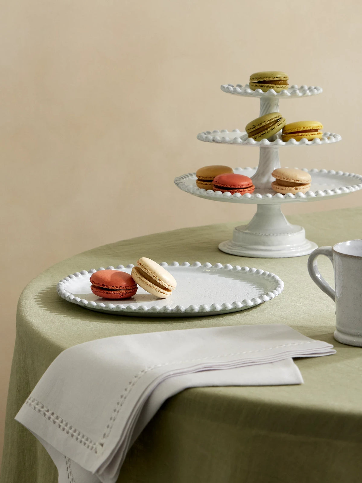 Image of Tableware. Product name - Adélaïde Ceramic Dessert Plate in White colour by brand - Astier De Villatte
