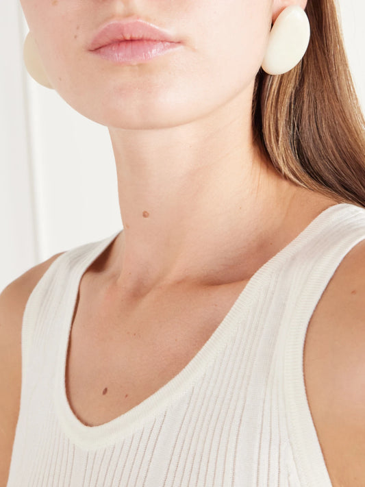 Image of Earrings. Product name - The Medium Tagua Seed Earrings in Ivory, Black colour by brand - Hunting Season