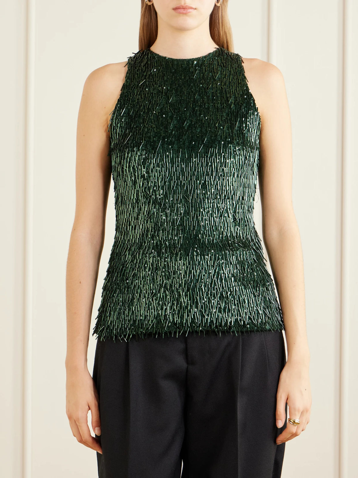 Dima Ayad Sequin-embellished Jersey Blouse
