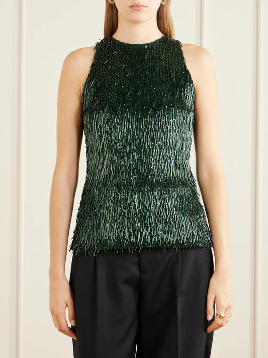 Dima Ayad Sequin-embellished Jersey Blouse