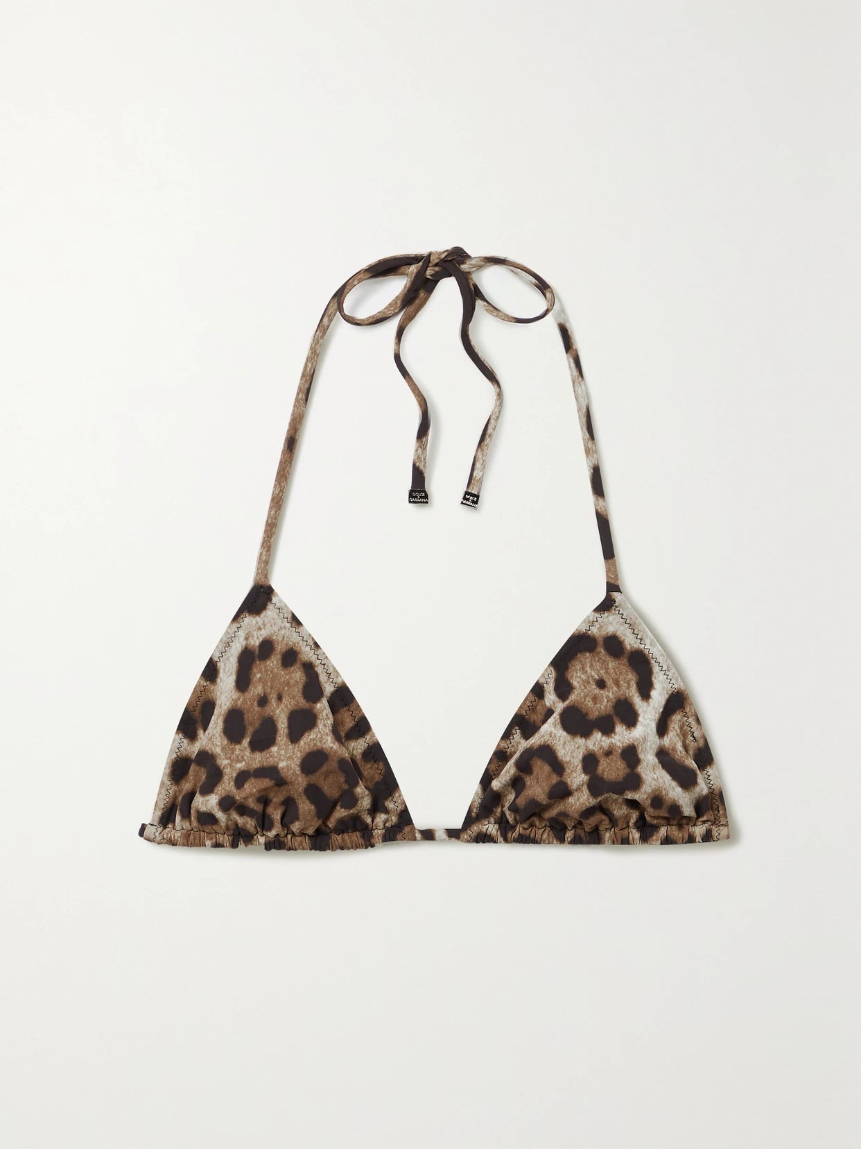Image of Swimwear. Product name - Leopard-print Triangle Bikini Top in Leopard print colour by brand - Dolce & Gabbana