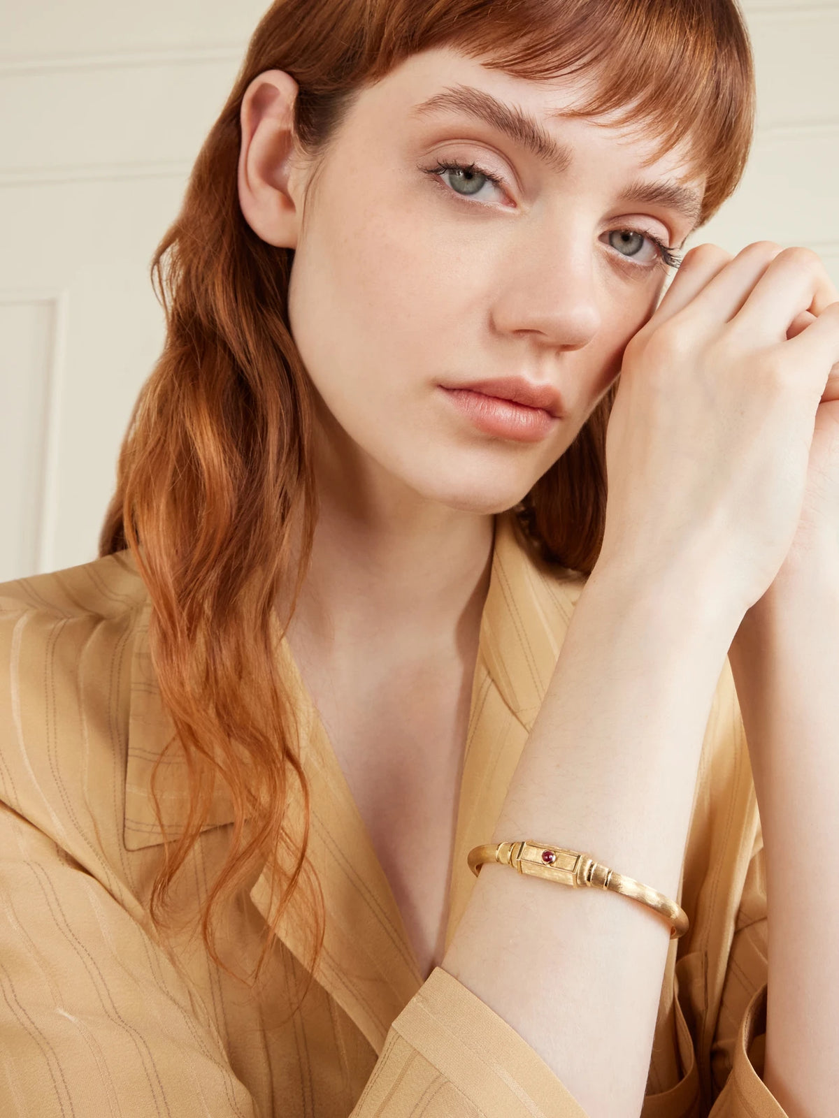 Image of Bracelets. Product name - 18-karat Gold Ruby Bracelet in Red colour by brand - Marie Lichtenberg