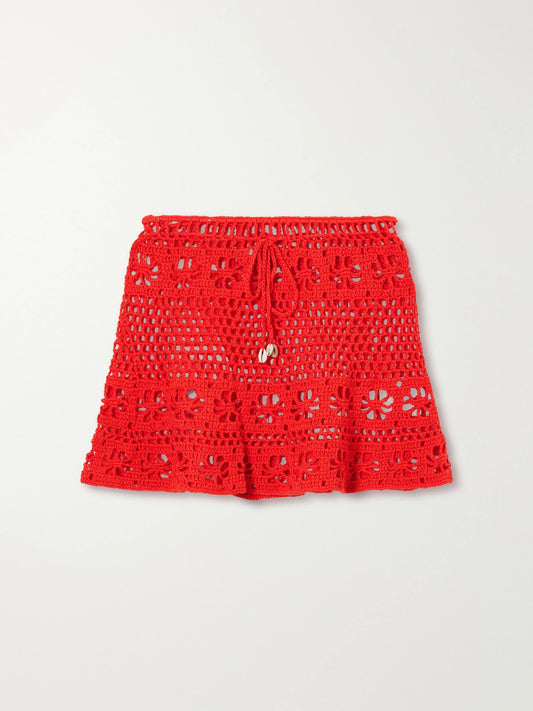 Terry Puesto Bonito Crochet-knit Organic-cotton Mini Skirt