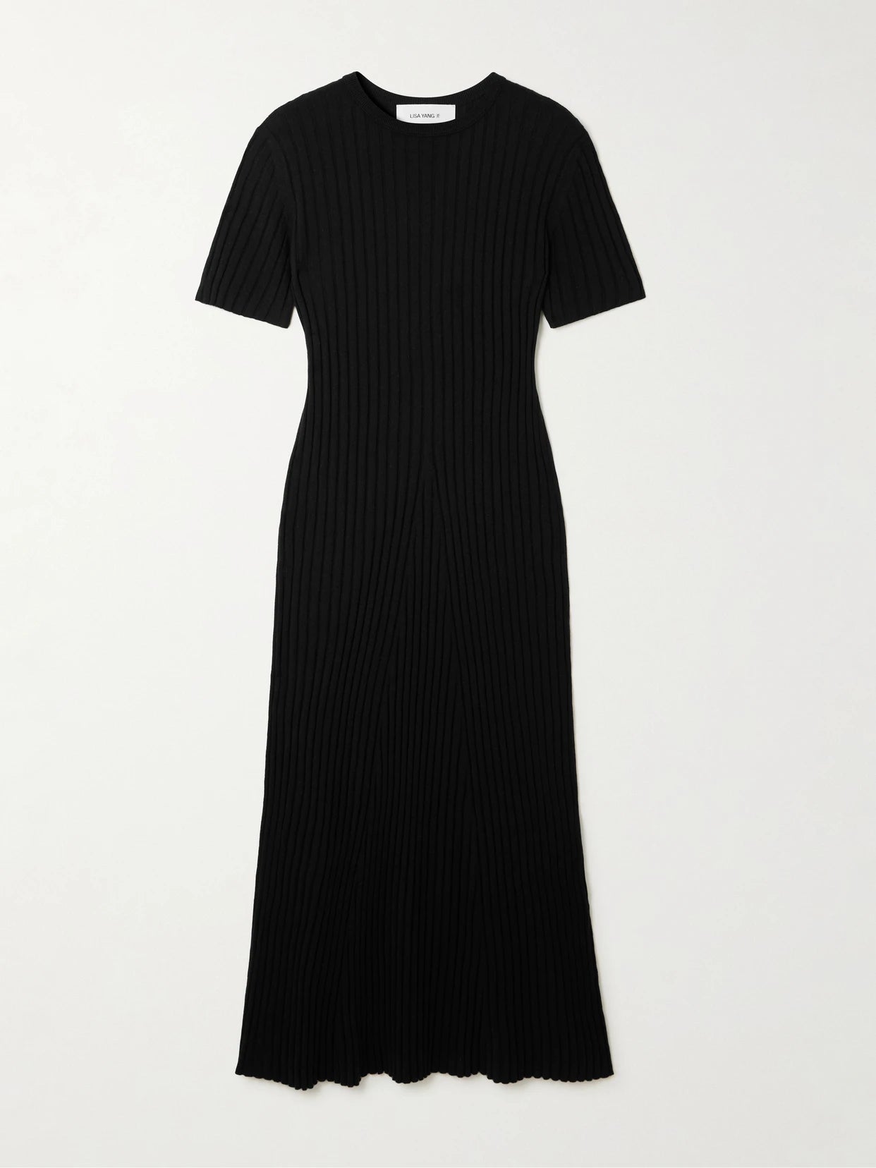 Image of Dresses. Product name - Isabela Ribbed Cotton And Cashmere-blend Midi Dress in Black colour by brand - LISA YANG