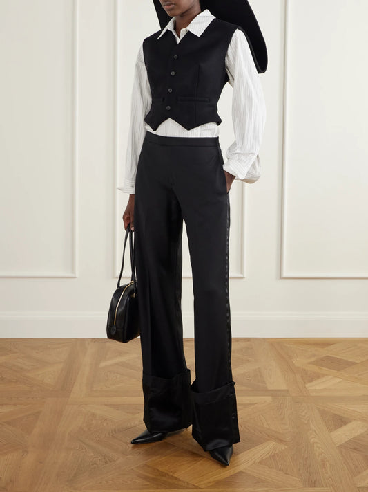 Image of Coats & Jackets. Product name - Cowboy Hat-detailed Wool-felt Vest in Black colour by brand - Jean Paul Gaultier
