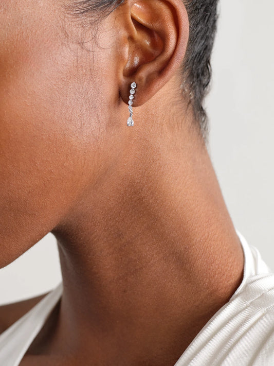 Image of Earrings. Product name - 18-karat White Gold Diamond Single Earring in Silver colour by brand - Anita Ko