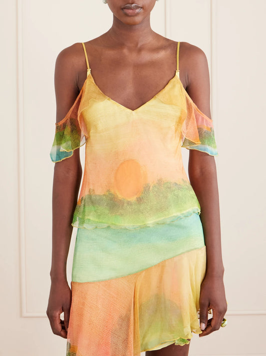 Formentera Silk-chiffon Tank