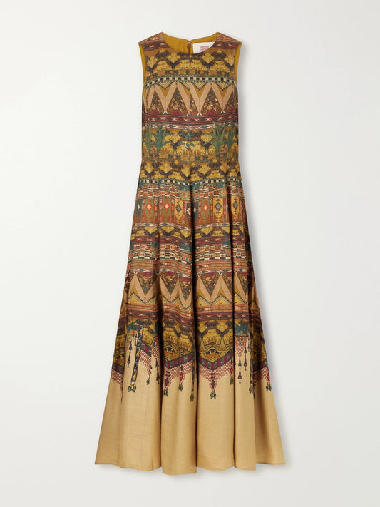 Emporio Sirenuse Clodette Desert Printed Woven Silk-blend Maxi Dress