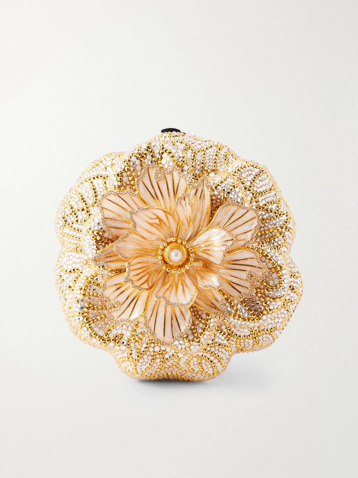 Magnolia Crystal-embellished Gold-tone Clutch
