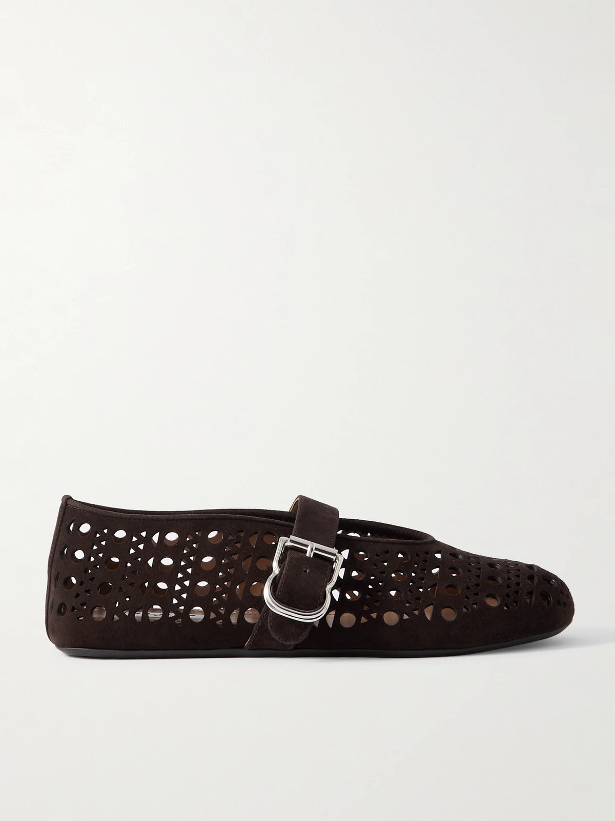 Perforated Suede Ballet Flats