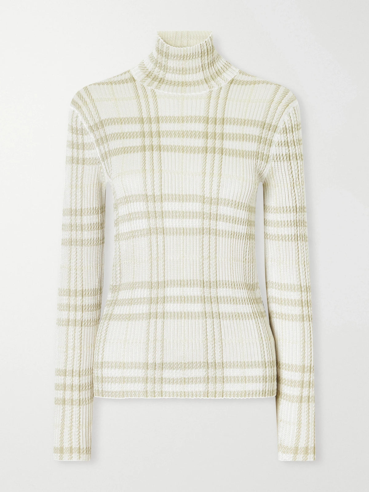 Burberry Genevia Checked Knitted Turtleneck Sweater