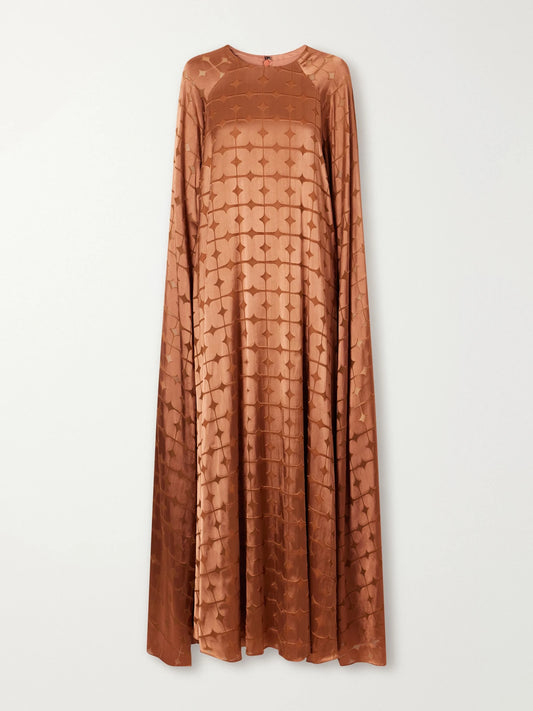 Dima Ayad Cape-effect Satin-jacquard Gown