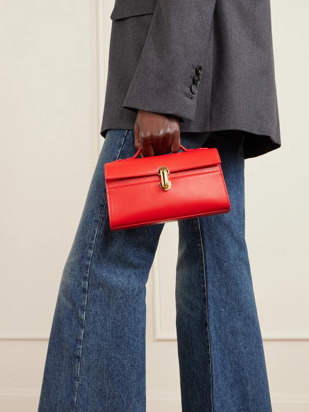 Image of Bags. Product name - Symmetry Pochette Leather Tote in Red colour by brand - Savette