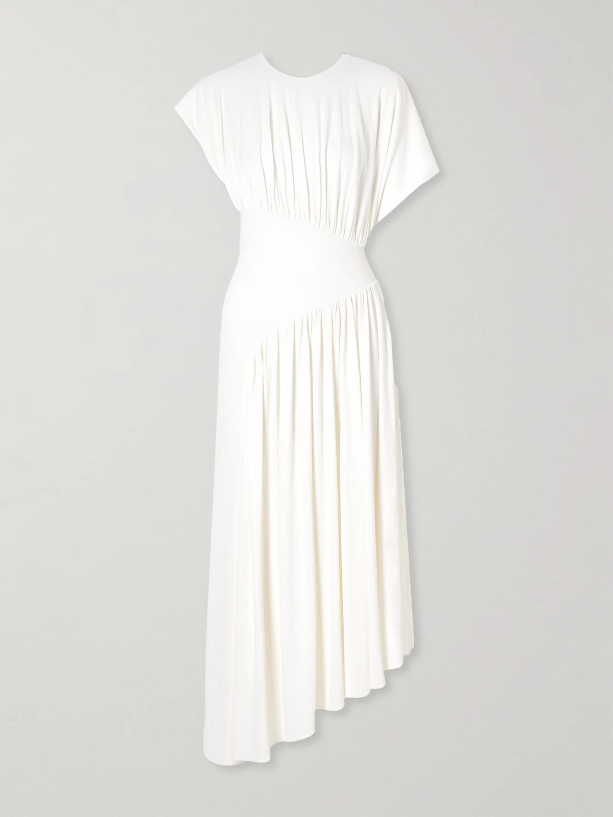 Asymmetric Draped Stretch-crepe Midi Dress