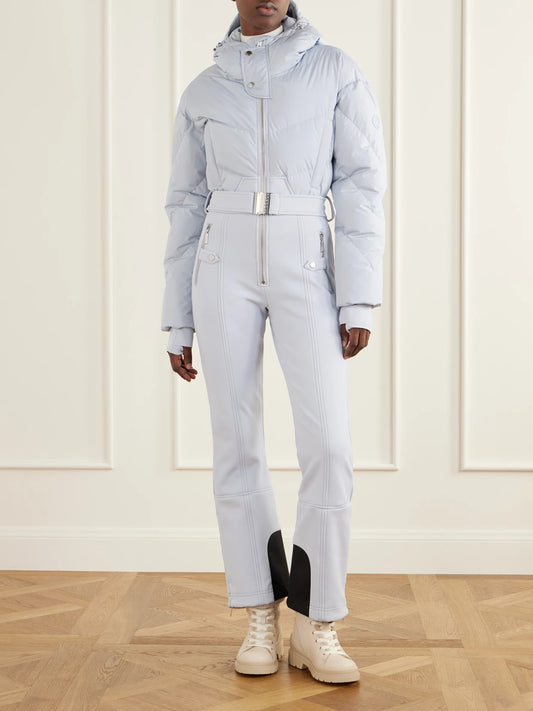 Image of Others. Product name - Ajax Belted Quilted Shell Down Ski Suit in Blue, Gray colour by brand - Cordova
