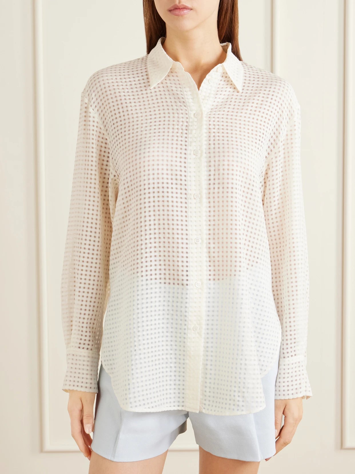 Gingham Point D'esprit Blouse