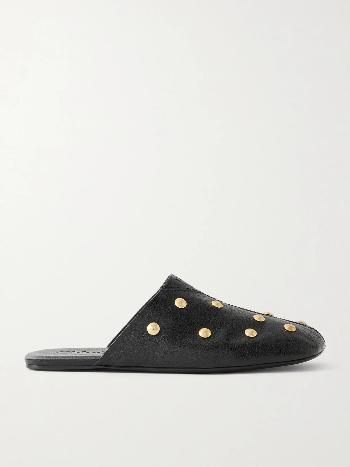 Studded Textured-leather Slip-ons