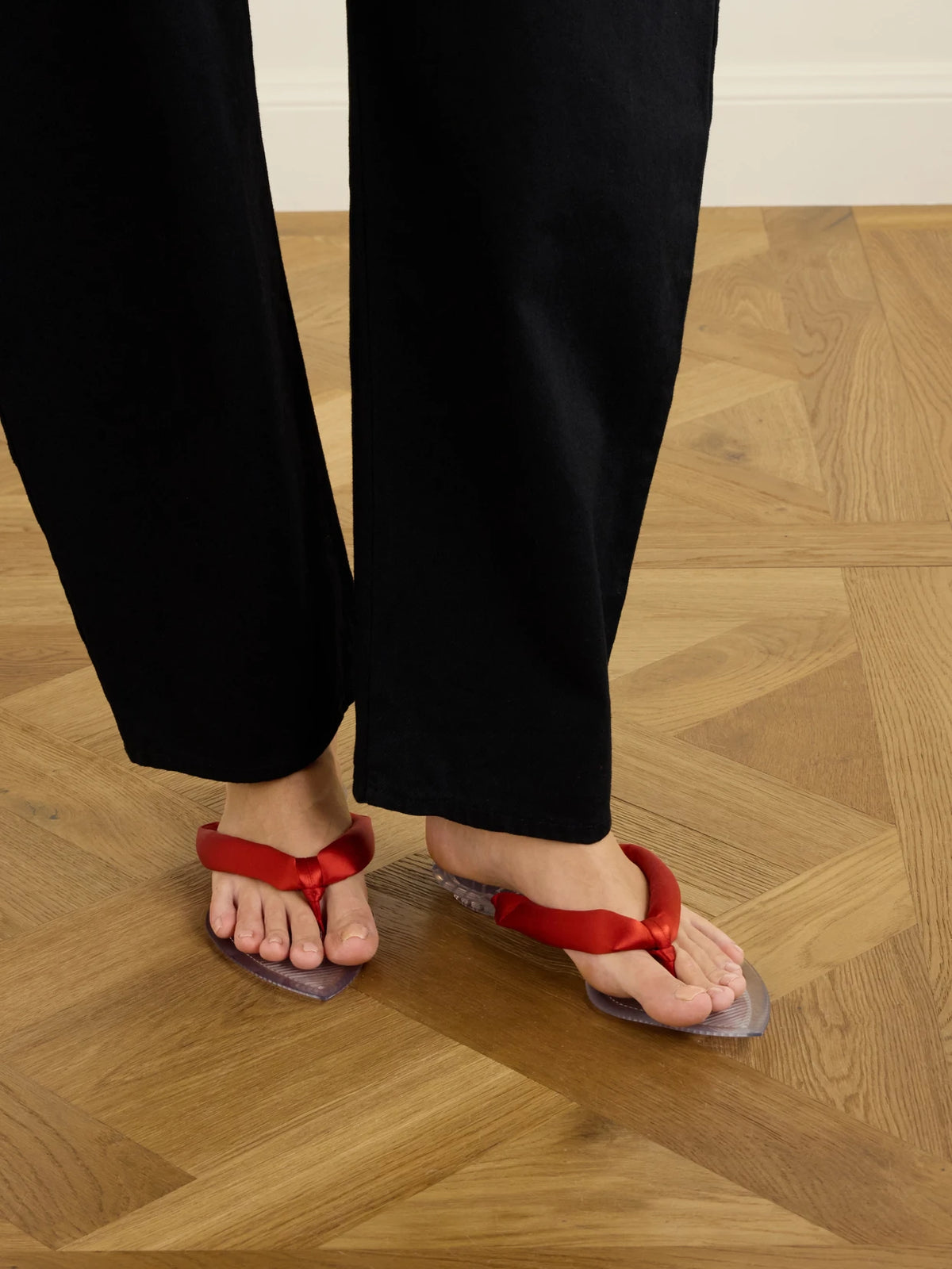 Invisible Jelly Satin-trimmed Sandals
