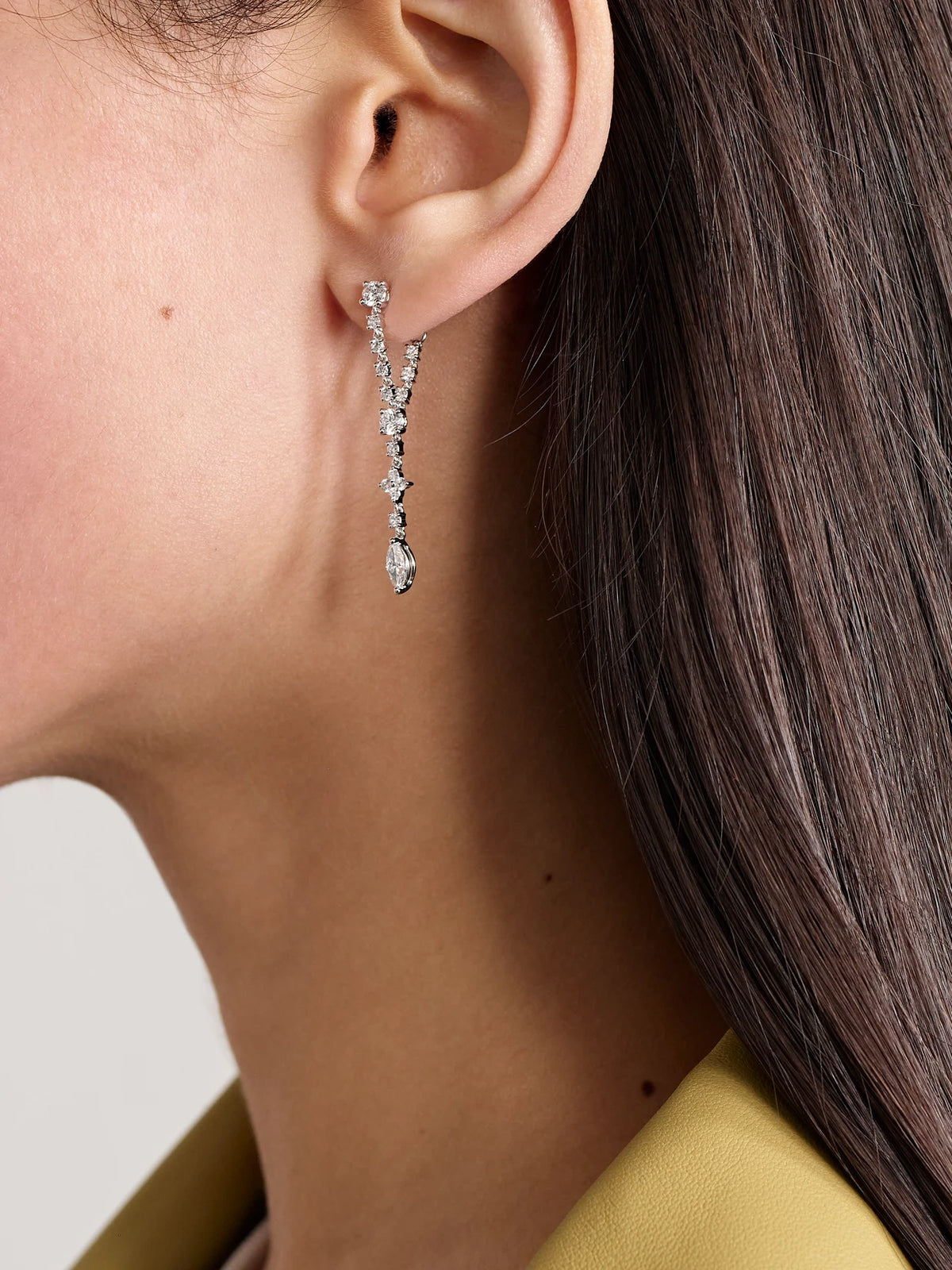 Image of Earrings. Product name - Vivi 18-karat White Gold Diamond Earrings in Silver colour by brand - Anita Ko