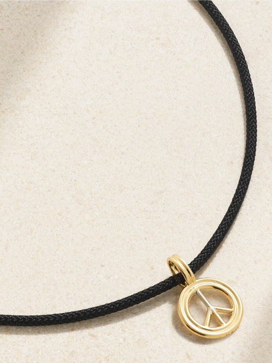 Large Peace 14-karat Gold And Cord Choker