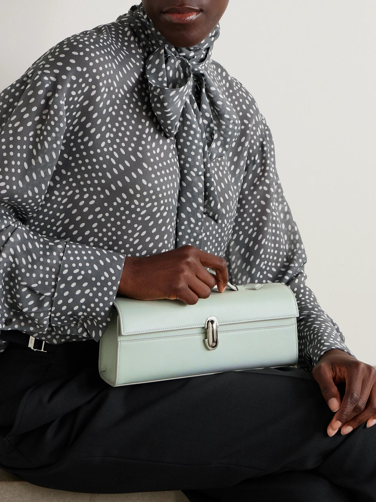 Image of Bags. Product name - Slim Symmetry Leather Tote in Mint colour by brand - Savette