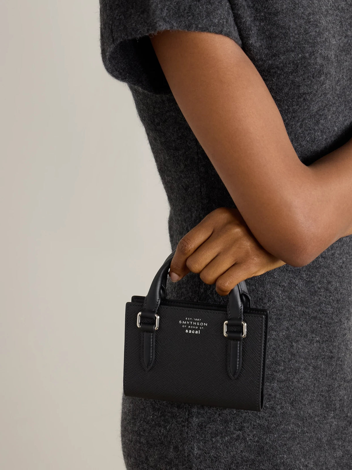Image of Accessories. Product name - + Sacai Textured-leather Passport Holder in Black colour by brand - Smythson