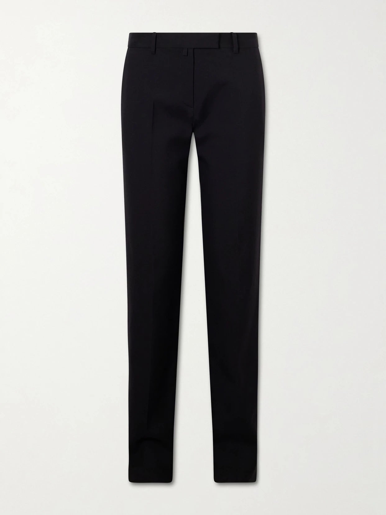 Image of a model wearing Pants. Product name - Caius Wool-twill Straight-leg Pants in Black colour by brand - Calvin Klein Collection