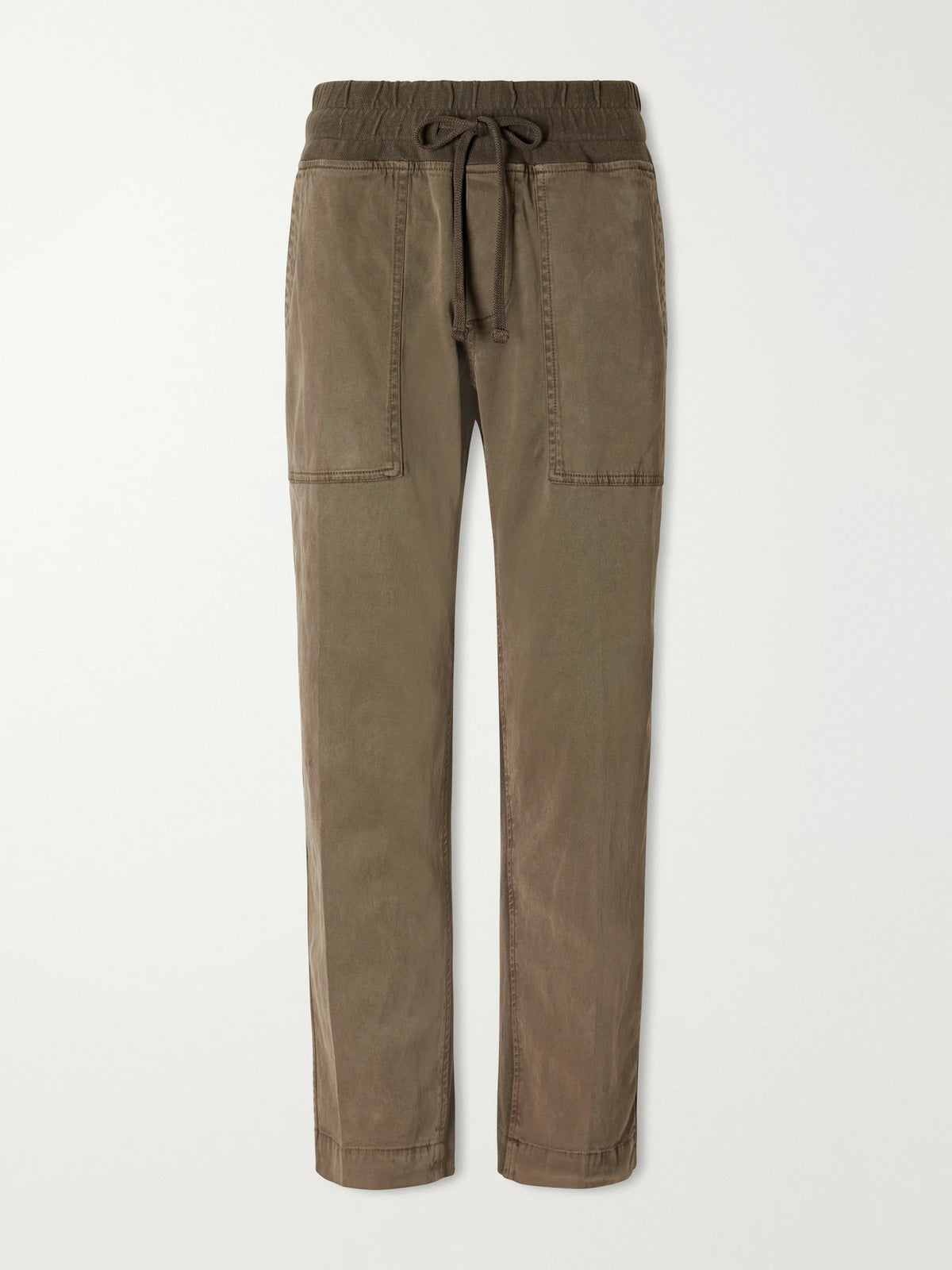 James Perse Rib-trimmed Cotton-twill Tapered Pants