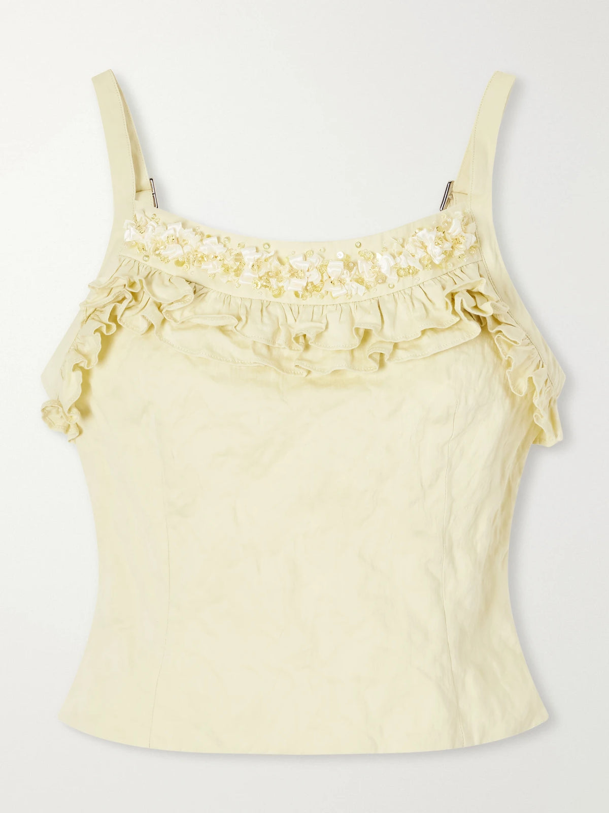 SHUSHU/TONG Cami Embellished Ruffled Cotton-blend Cami