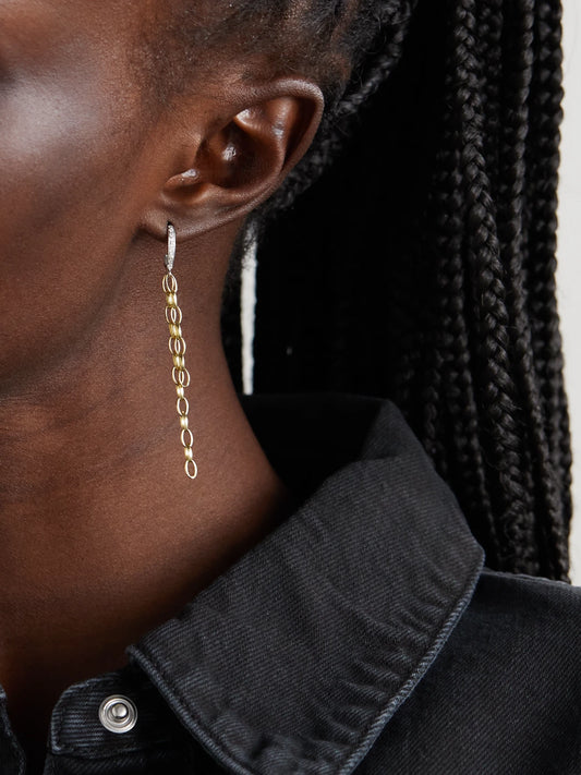 Image of Earrings. Product name - Edith 18-karat Yellow And White Gold Diamond Earrings in Multi colour by brand - Jennifer Meyer