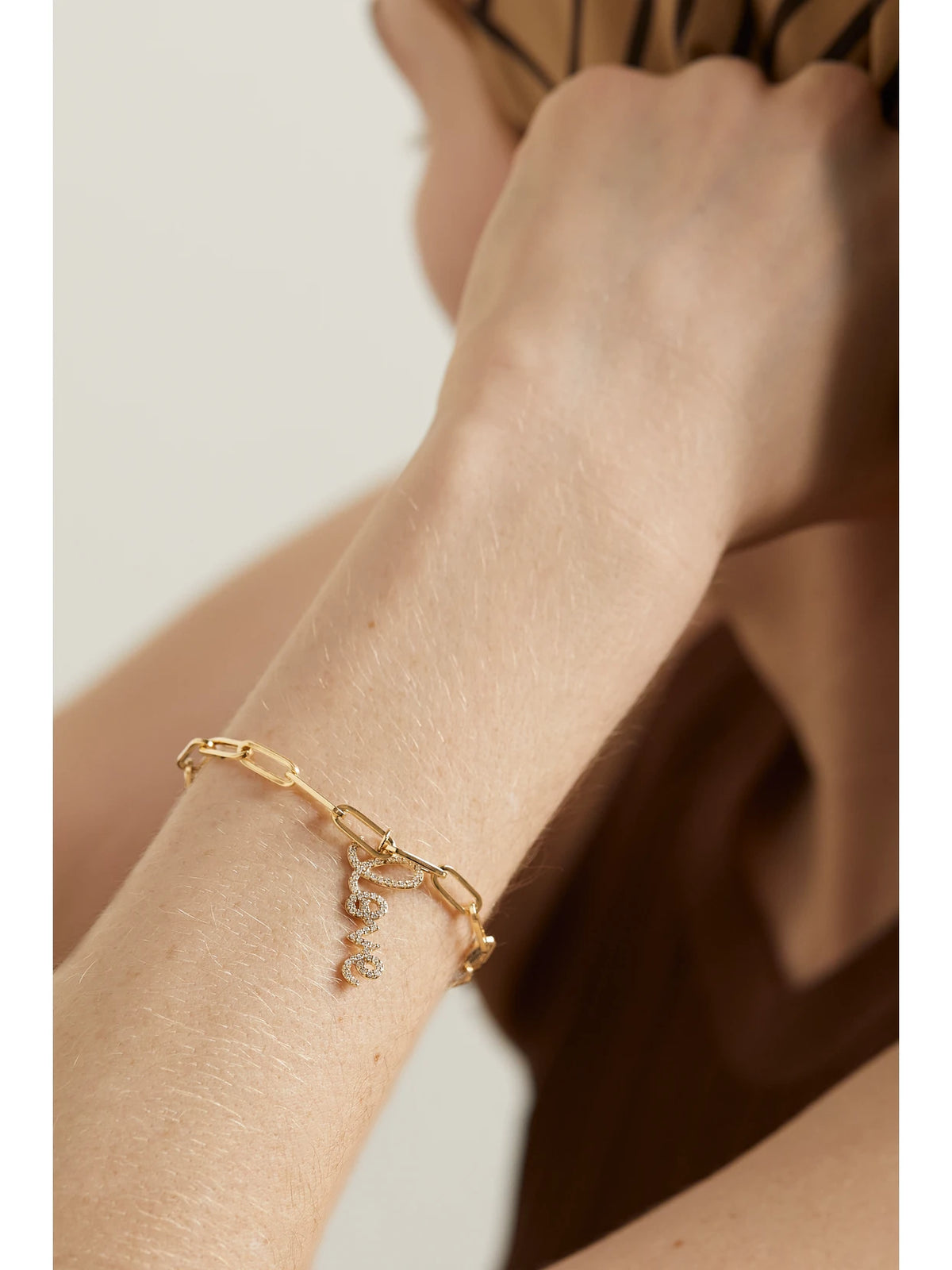 Image of Bracelets. Product name - Medium Love 14-karat Gold Diamond Bracelet in Multi colour by brand - Sydney Evan