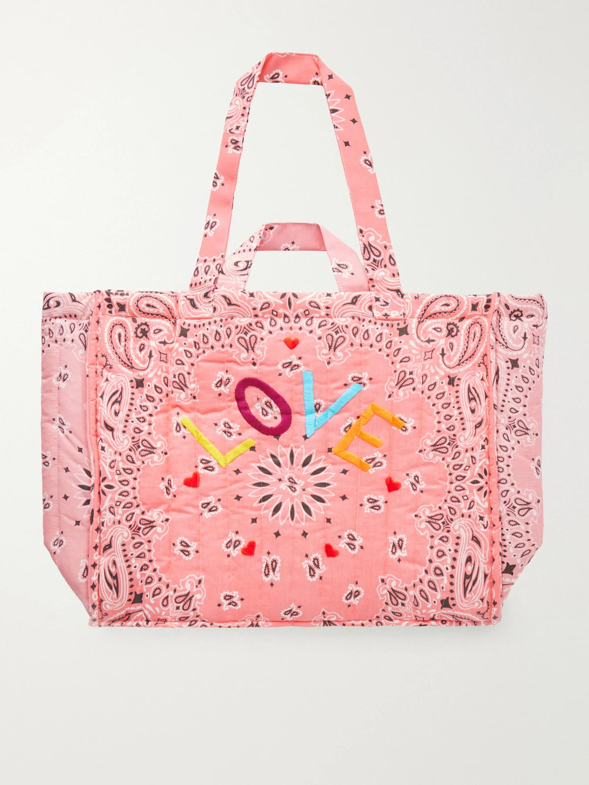Cabas Maxi Embroidered Quilted Printed Cotton Tote Bag