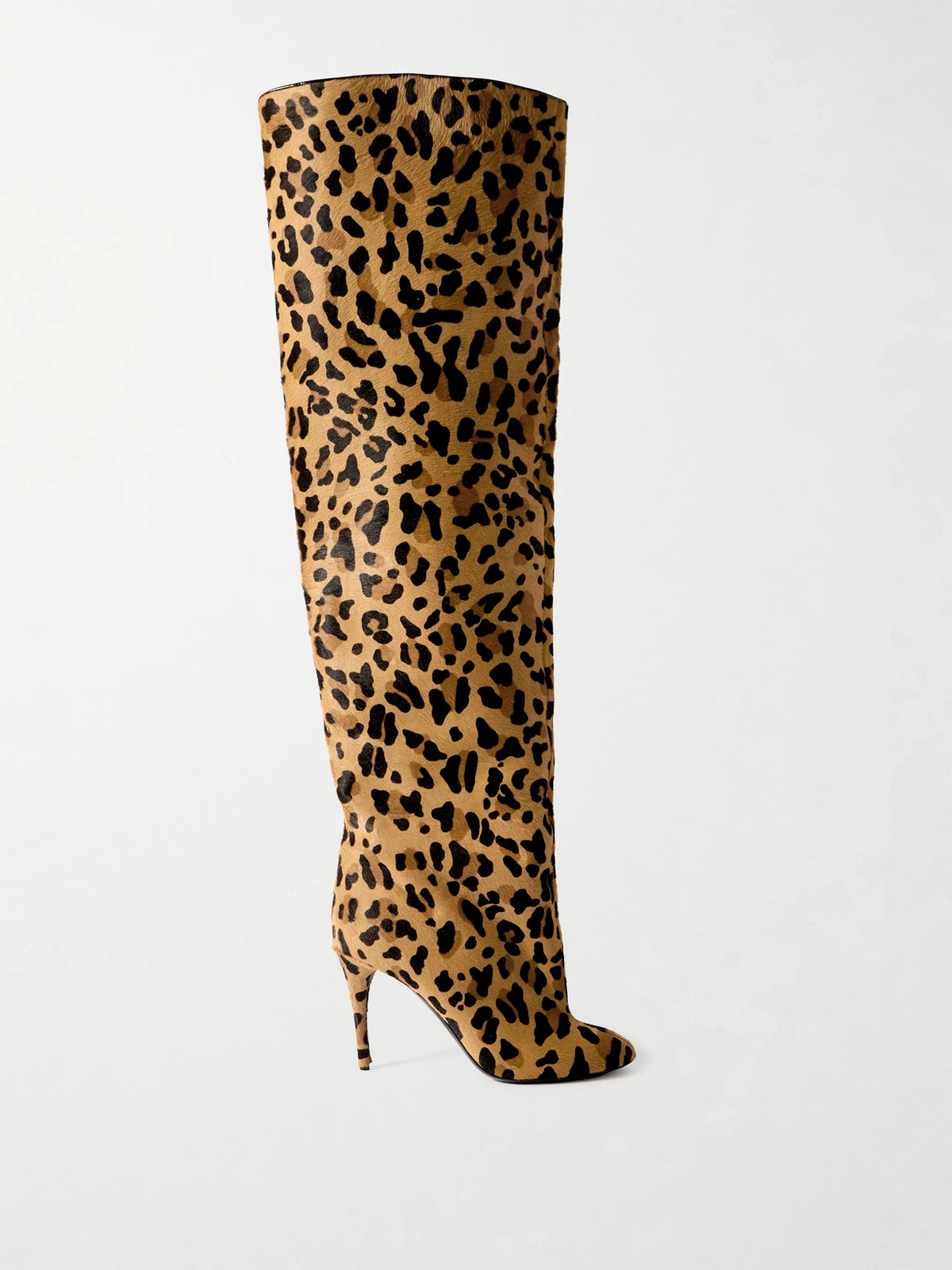 Leopard-print Calf Hair Over-the-knee Boots