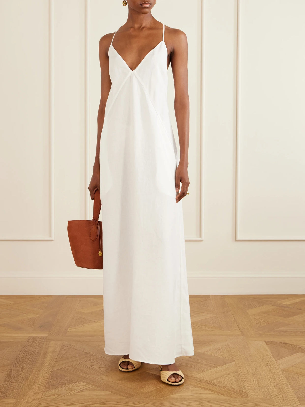 Image of Dresses. Product name - Linen-canvas Maxi Dress in White colour by brand - Another Tomorrow