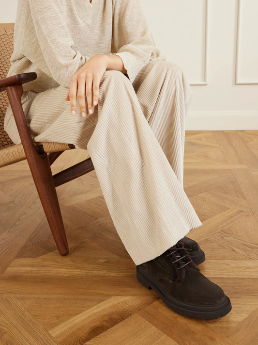 Bead-embellished Shearling-lined Suede Ankle Boots