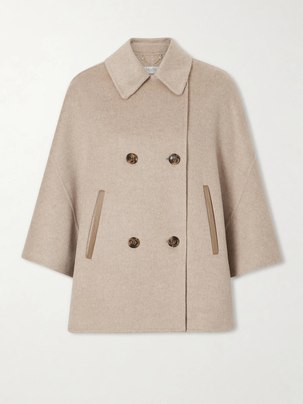 Max Mara Leather-trimmed Cashmere Cape