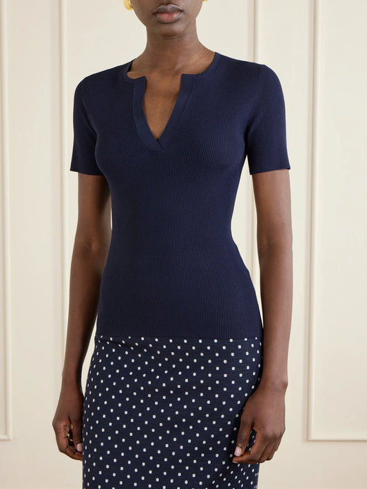 Tie-detailed Ribbed Jersey T-shirt