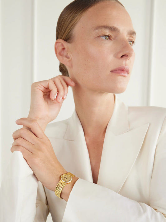 Image of Jewelry. Product name - + Audemars Piguet Vintage 1990s Mini Round Dress Hand-wound 18-karat Gold, Diamond And Sapphire Watch (6.5" Wrist) in Multi colour by brand - Stephanie Windsor