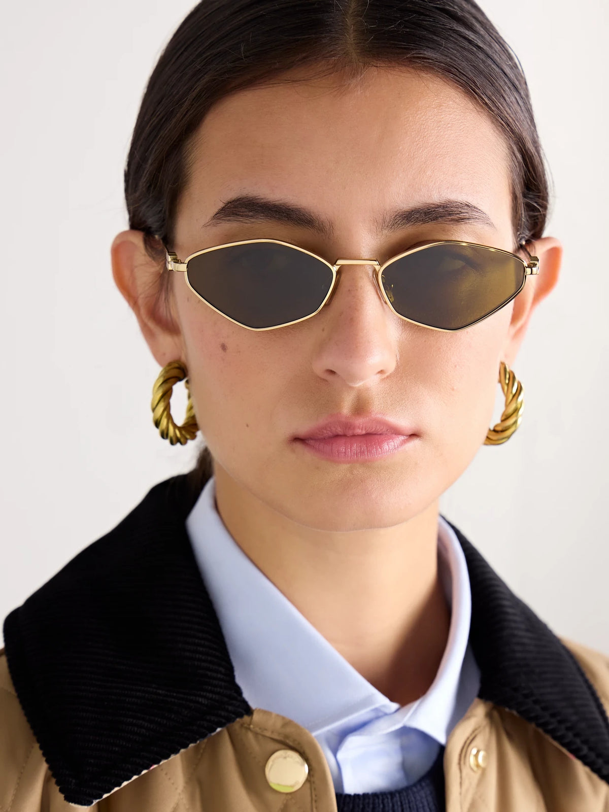 Image of Sunglasses. Product name - Hexagon-frame Gold-tone Sunglasses in Multi colour by brand - Miu Miu Eyewear