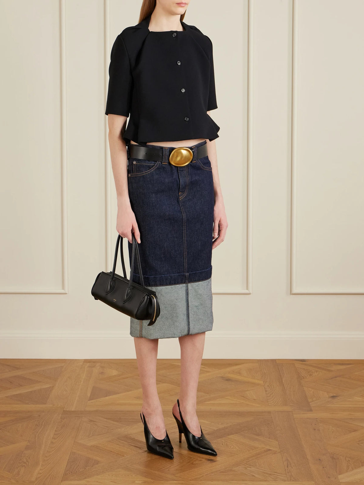 Image of Bags. Product name - Donna Leather Shoulder Bag in Black colour by brand - KHAITE