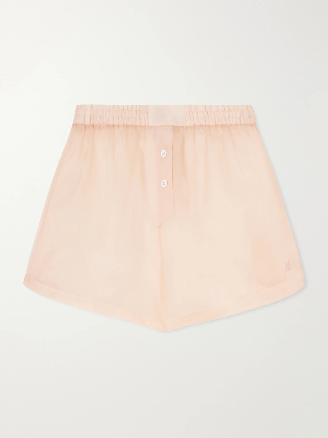 Image of a model wearing Shorts. Product name - Silk-organza Shorts in Pink colour by brand - Kiki de Montparnasse