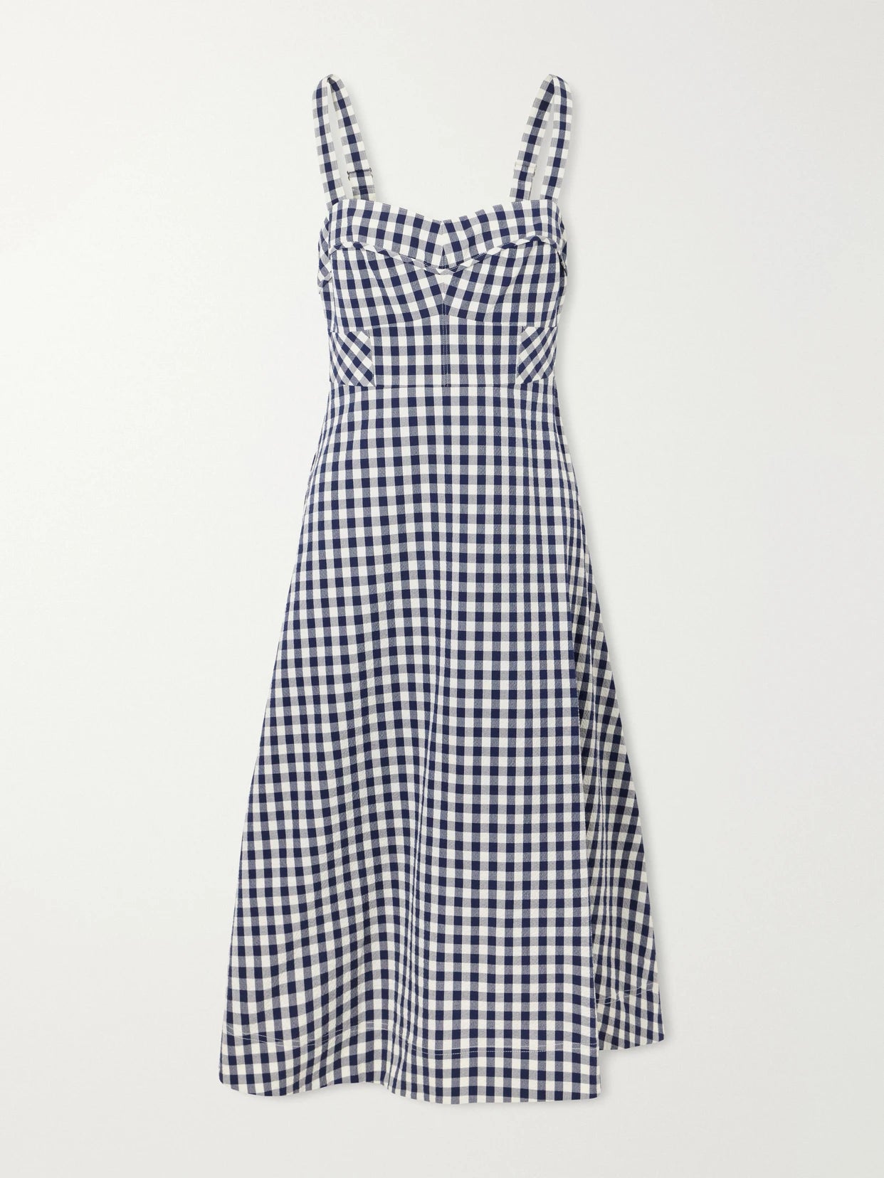 Lois Checked Stretch-cotton Cloqué Midi Dress