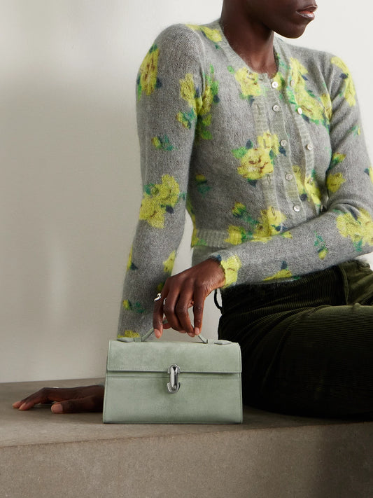 Image of Bags. Product name - Symmetry Pochette Suede Tote in Mint colour by brand - Savette
