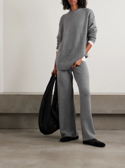 Image of Sleepwear & Loungewear. Product name - Oversized Cashmere Sweater in Dark Heather Gray colour by brand - SKIMS