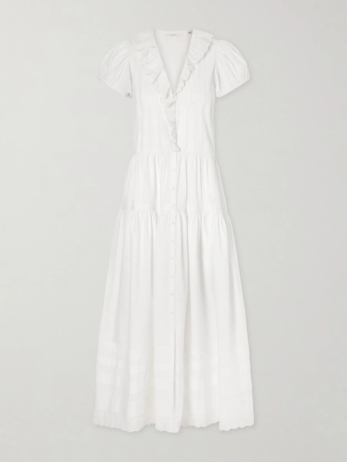 Eliette Ruffled Brodeire Anglaise-trimmed Organic Cotton Midi Dress