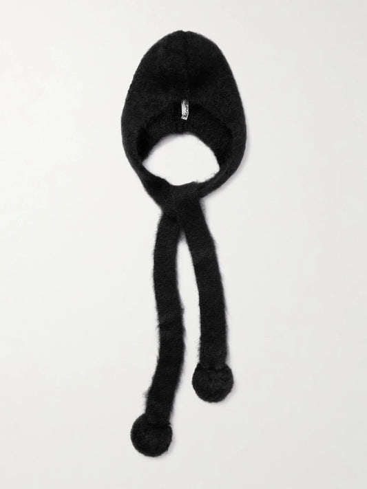 Tie-detailed Mohair And Wool-blend Hood
