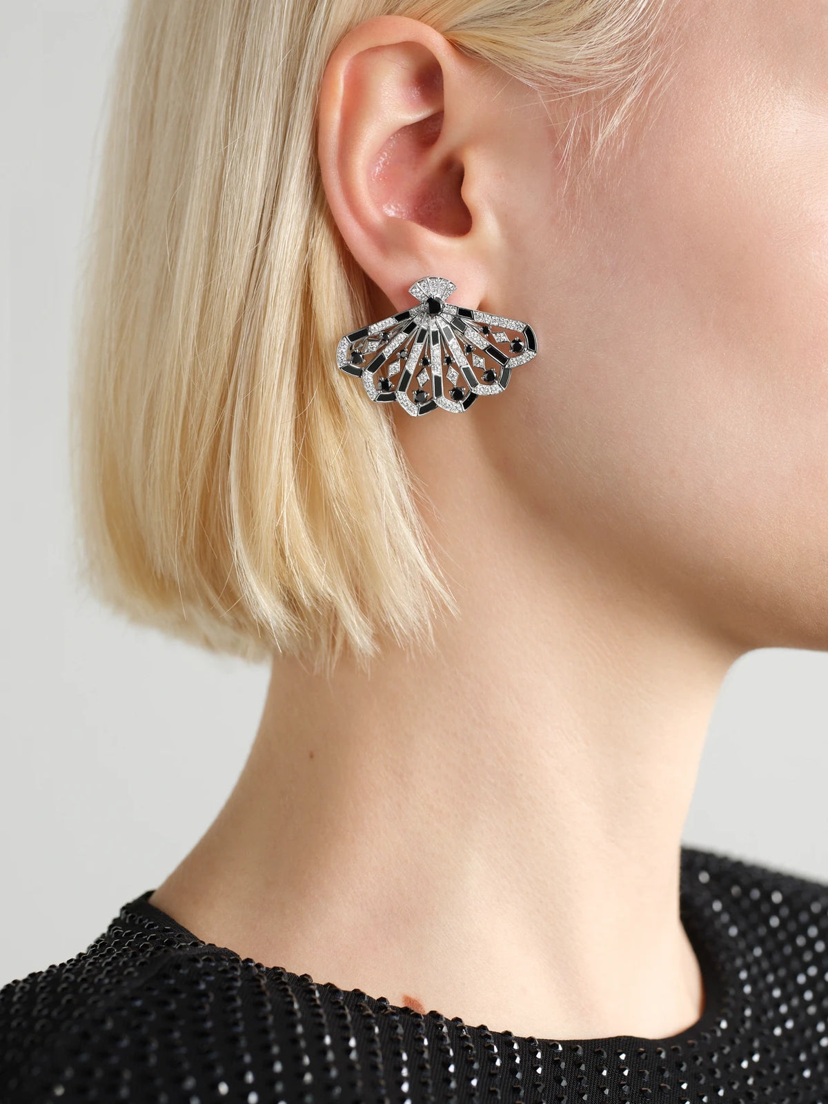 Image of Earrings. Product name - Fanfare Symphony 18-karat White Gold, Spinel And Diamond Earrings in Multi colour by brand - Garrard