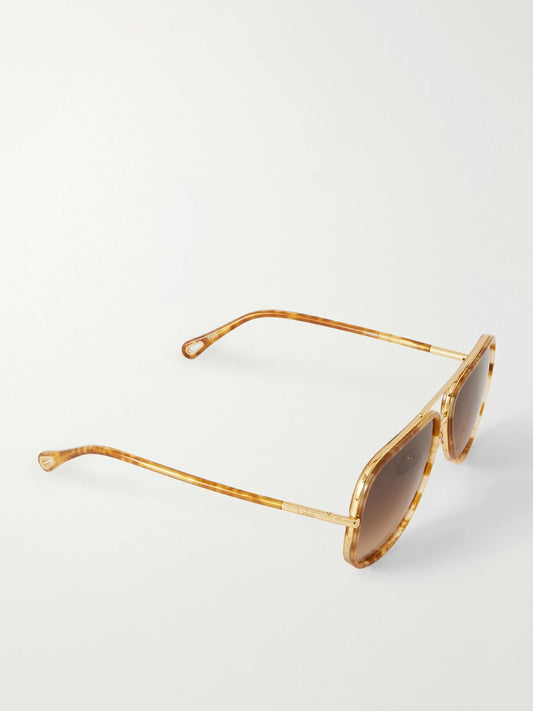 Tubolar Aviator-frame Acetate Sunglasses