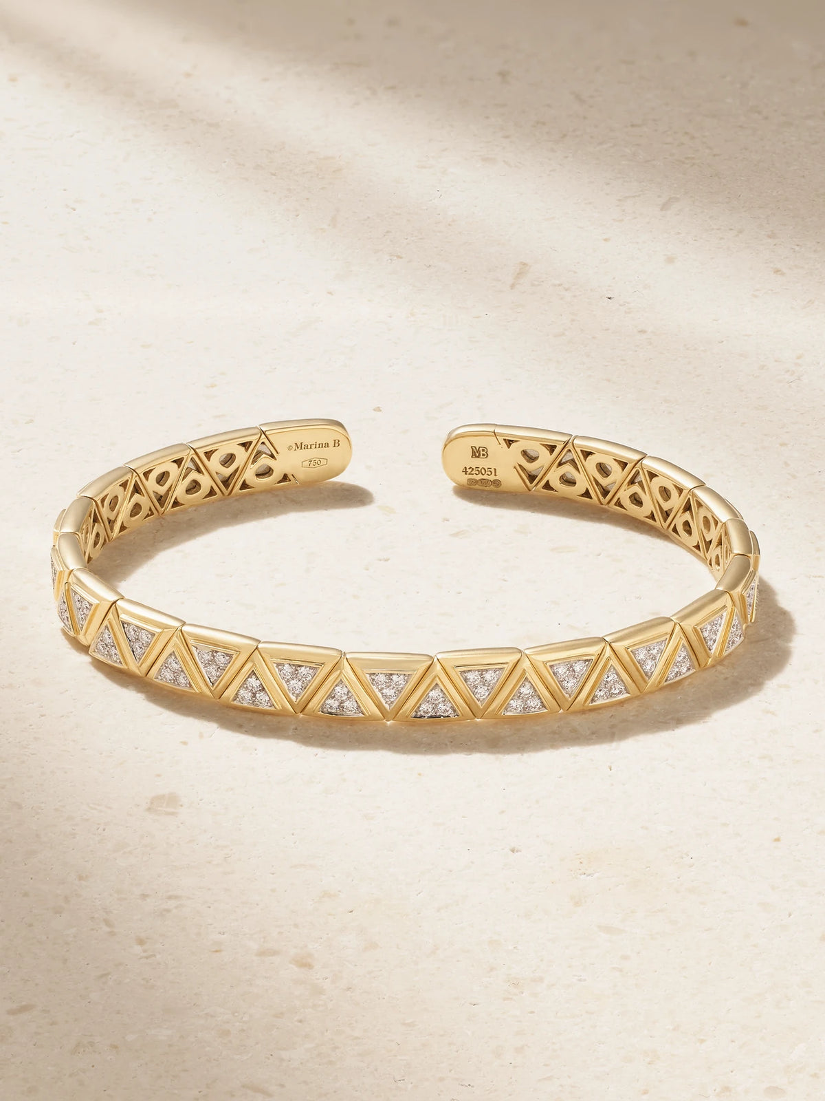 Triangoli 18-karat Gold Diamond Bangle