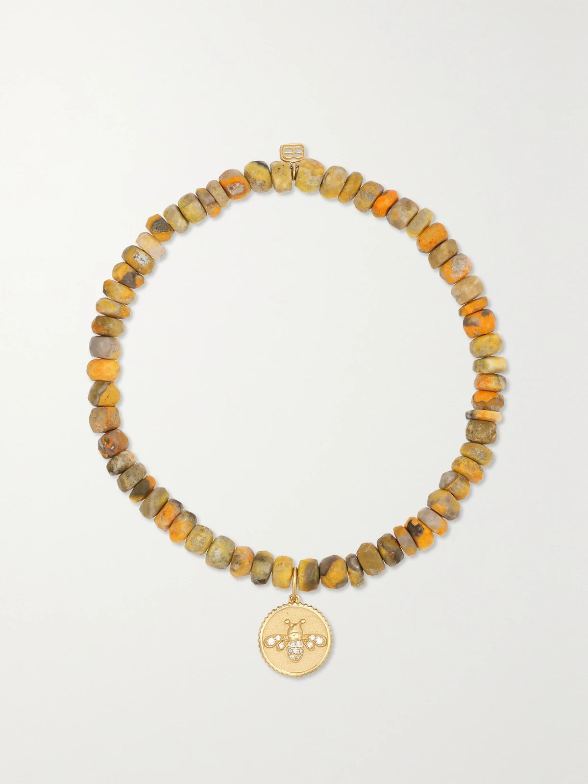 Tiny Bee 14-karat Gold, Jasper And Diamond Bracelet